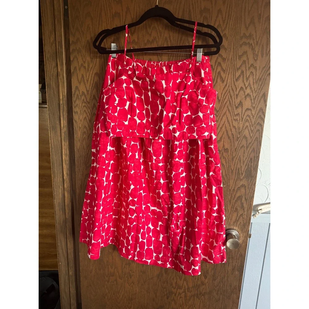 Banana Republic Red White Polka Dot 2 Piece Set Skirt Small Crop Top Medium NWT